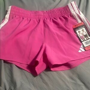 Youth Adidas  Pink Athletic Shorts with Elastic Waistband